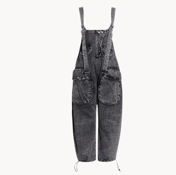 👖 Black Denim Overalls - One Size (Fits US 2-18) 👖 - Picture 1 of 6